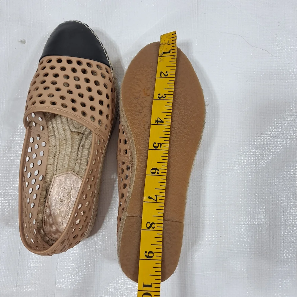 Loeffler Randall Mara Perforated Espadrille Flat Slip On Cap Toe Shoes